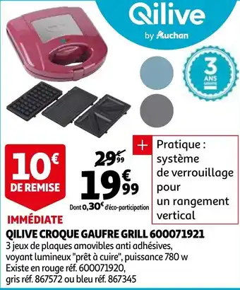Auchan Qilive croque gaufre grill 600071921 offre