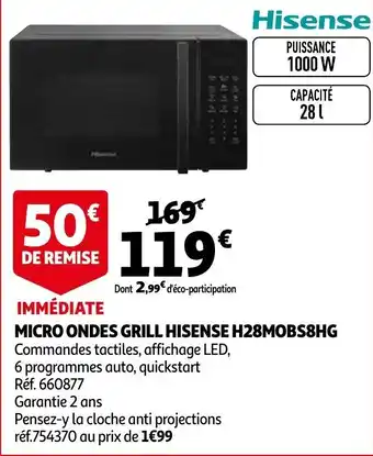 Auchan Micro ondes grill hisense H28MIBS8HG offre