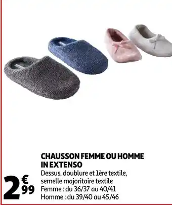 Auchan chausson femme ou homme in extenso offre
