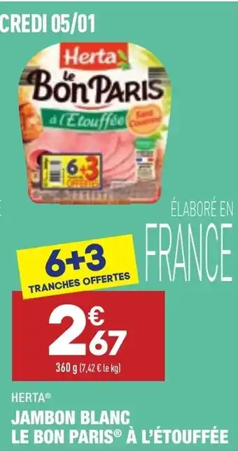 ALDI Jambon blanc le bon paris offre