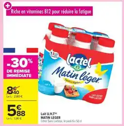 Carrefour Lait U.H.T Matin Léger offre
