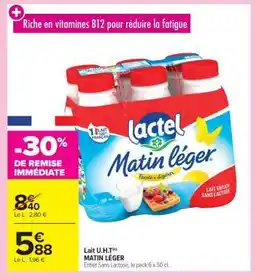 Carrefour Market Lait U.H.T Matin Léger offre