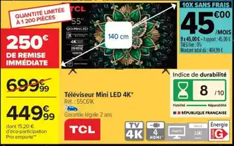 Carrefour TCL Téléviseur Mini LED 4K offre