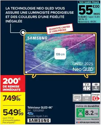 Carrefour SAMSUNG Téléviseur QLED 4K offre
