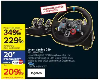 Carrefour LOGITECH Volant gaming G29 offre
