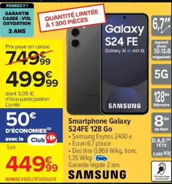 Carrefour SAMSUNG Smartphone Galaxy S24FE 128 Go offre
