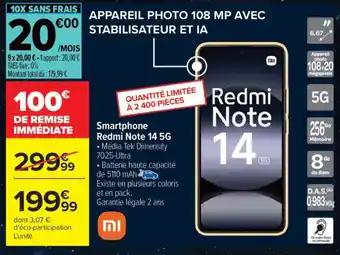 Carrefour XIAOMI Smartphone Redmi Note 14 5G offre
