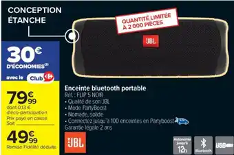 Carrefour JBL Enceinte bluetooth portable offre