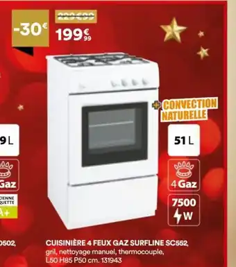 BUT Cuisinière 4 feux gaz surfline offre
