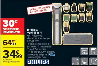 Carrefour PHILIPS Tondeuse multi 11 en 1 offre