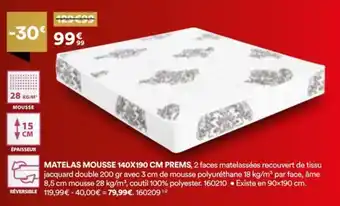 BUT Matelas mousse 140x190 cm prems offre
