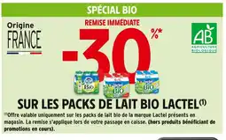 Intermarché Contact Lactel -30% remise immédiate sur les packs de lait bio Lactel offre