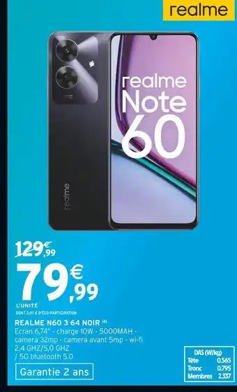 Intermarché Hyper realme REALME N60 3 64 NOIR offre