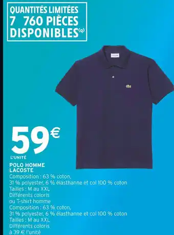 Intermarché Hyper Lacoste Polo Homme offre