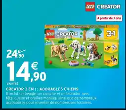 Intermarché Hyper LEGO Creator 3 en 1 : adorables chiens offre