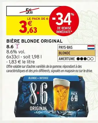 Intermarché 8.6 Bière Blonde Original offre
