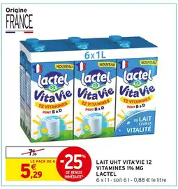 Intermarché Lactel Lait UHT Vita'Vie 12 Vitamines 1% MG offre