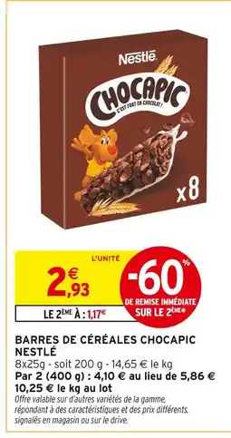 Intermarché Nestlé Barres de céréales Chocapic offre