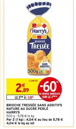Intermarché HARRYS Brioche Tressée Sans Additifs Nature au Sucre Perlé offre