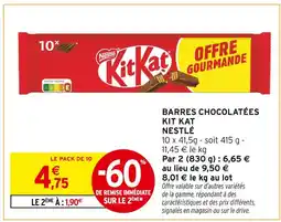 Intermarché NESTLÉ Barres chocolatées kit kat offre