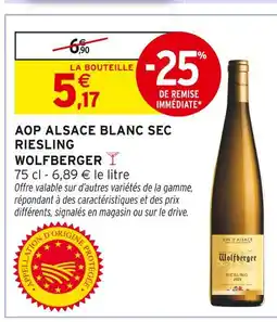 Intermarché Wolfberger AOP Alsace Blanc Sec Riesling offre