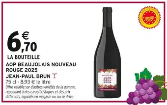 Intermarché JEAN-PAUL BRUN AOP BEAUJOLAIS NOUVEAU ROUGE 2025 offre