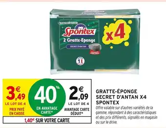 Intermarché SPONTEX Gratte-Éponge Secret d'Antan x4 offre