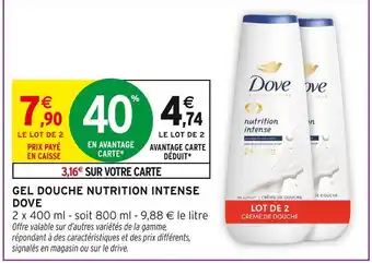 Intermarché Dove Gel douche Nutrition Intense offre