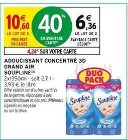 Intermarché SOUPLINE Adoucissant Concentré 3D Grand Air offre