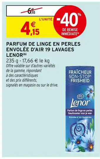 Intermarché LENOR Parfum de linge en perles envolée d'air 19 lavages offre