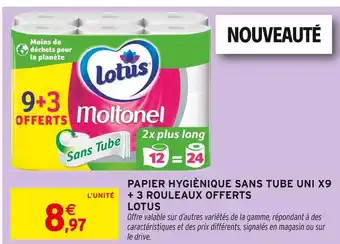 Intermarché LOTUS Moltonel Papier Hygiénique Sans Tube offre