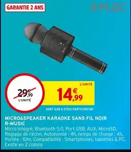 Intermarché R-music Micro&Speaker Karaoké Sans Fil Noir offre