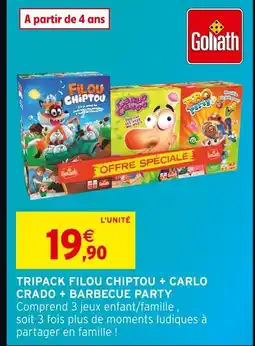 Intermarché GOLIATH Tripack Filou Chiptou + Carlo Crado + Barbecue Party offre