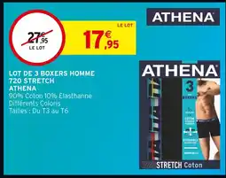 Intermarché Athena Lot de 3 Boxers Homme 720 Stretch offre
