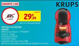 Intermarché KRUPS Piccolo XS Rouge offre