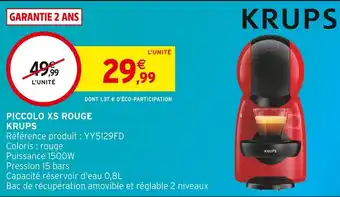 Intermarché KRUPS Piccolo XS Rouge offre