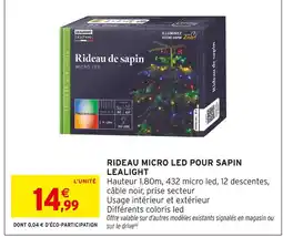 Intermarché LEALIGHT Rideau Micro LED pour sapin offre
