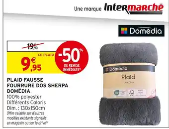 Intermarché DOMÉDIA Plaid fausse fourrure dos sherpa offre