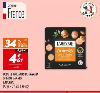 Netto LABEYRIE Bloc de foie gras de canard spécial toasts offre