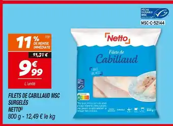 Netto NETTO Filets de cabillaud msc surgelés offre
