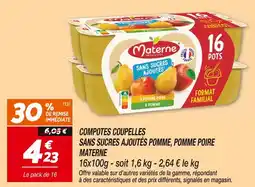 Netto MATERNE Compotes coupelles sans sucres ajoutés pomme, pomme poire offre