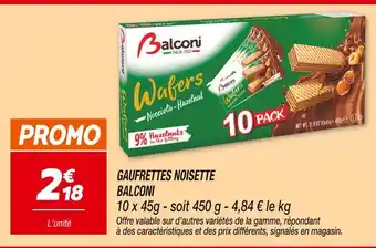 Netto BALCONI Gaufrettes Noisette offre