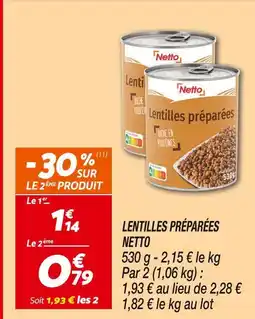 Netto NETTO Lentilles préparées offre