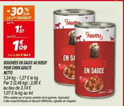 Netto NETTO Bouchées en sauce au boeuf pour chien adulte offre
