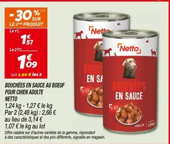 Netto NETTO Bouchées en sauce au boeuf pour chien adulte offre