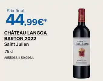 Costco Château - chateau langoa barton 2022 offre
