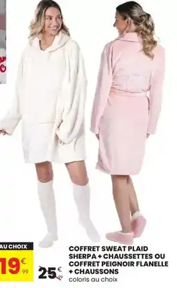 Stokomani Coffret sweat plaid sherpa + chaussettes ou coffret péignoir flanelle + chaussons offre