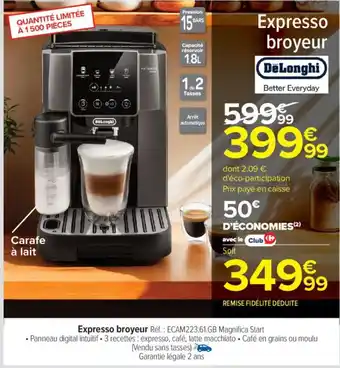 Carrefour DELONGHI Expresso broyeur offre