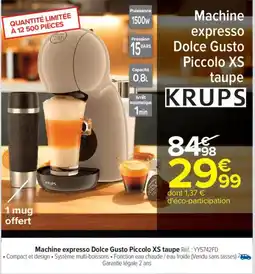 Carrefour KRUPS Machine expresso Dolce Gusto Piccolo XS taupe offre