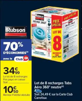 Carrefour RUBSON Lot de 8 recharges Tabs Aéro 360° neutre offre
